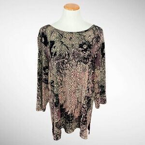 Coldwater Creek Textured Pullover Scoopneck Top Side Slits